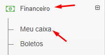 Acesso ao menu Meu Caixa