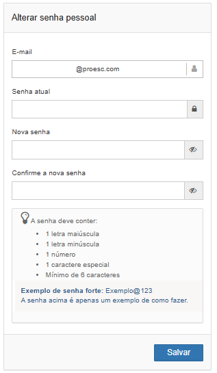 Tela de redefinição de senha no Portal do Aluno