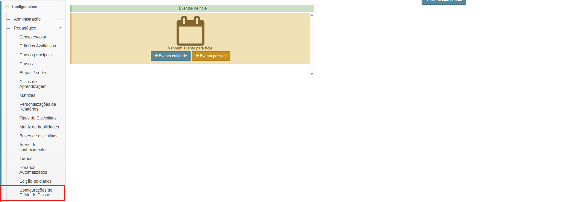 Configurações do Diário de Classe
