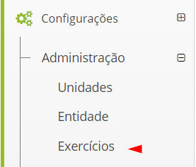 Caminho do menu Configurações até Exercício