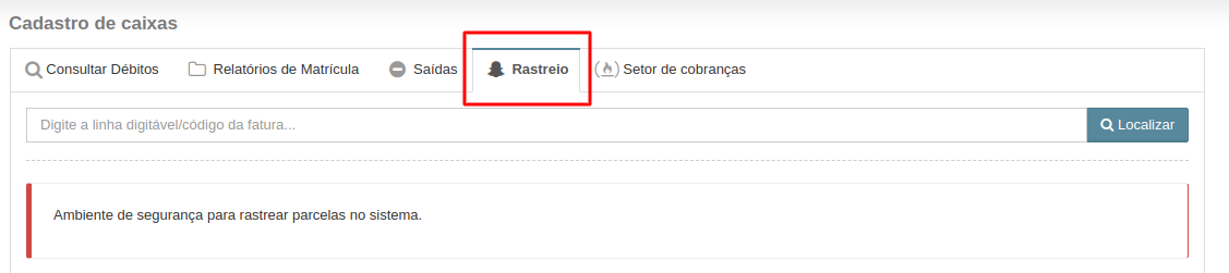 Aba Rastreio em Meu Caixa