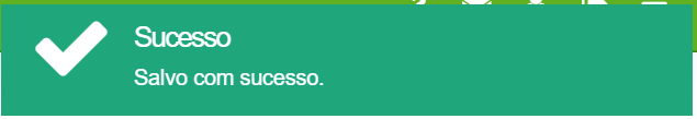Mensagem de confirmação Sucesso, Salvo com sucesso