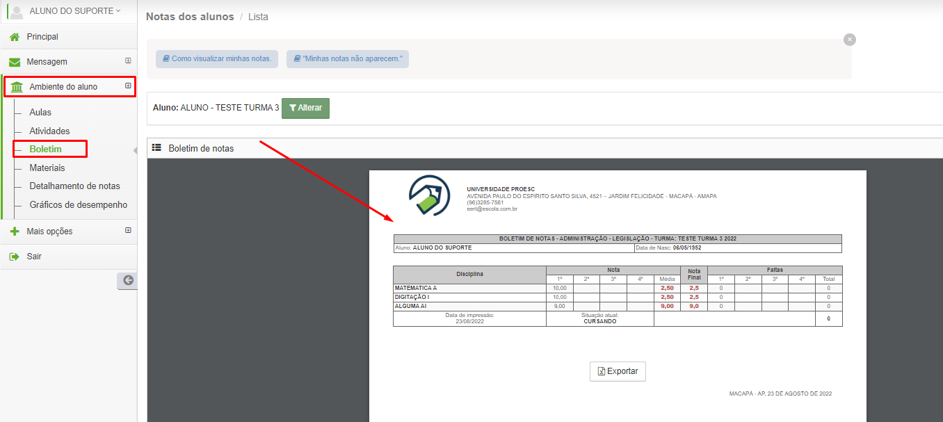 Como utilizar o ambiente de boletim online – Proesc